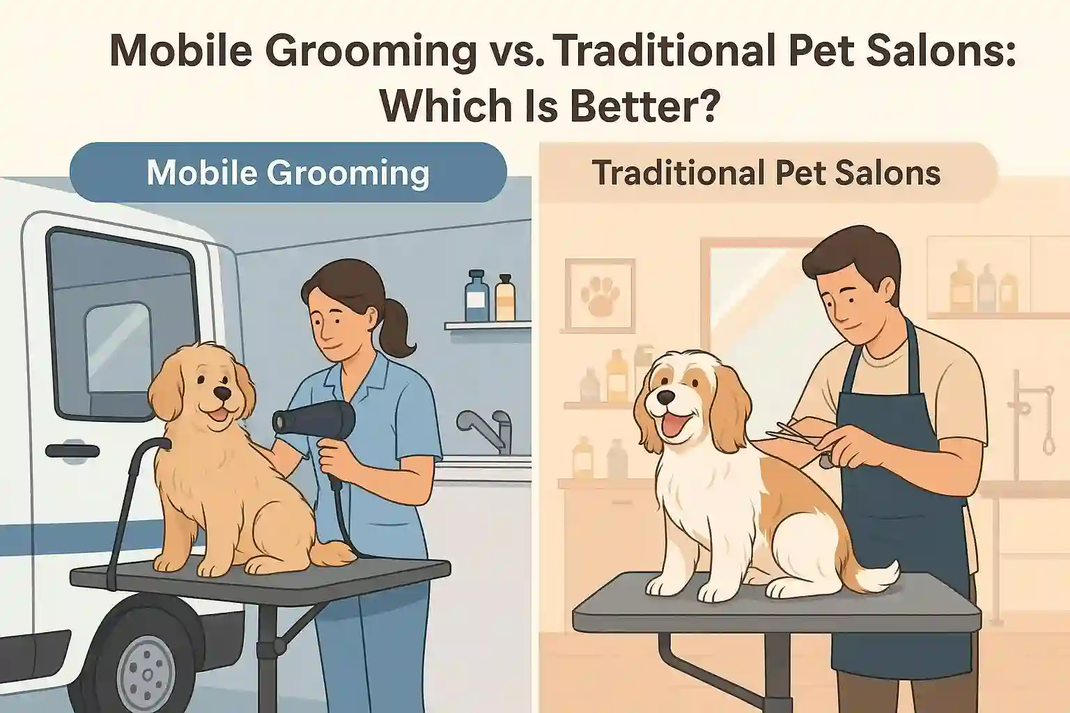 Mobile grooming vs traditional pet salons