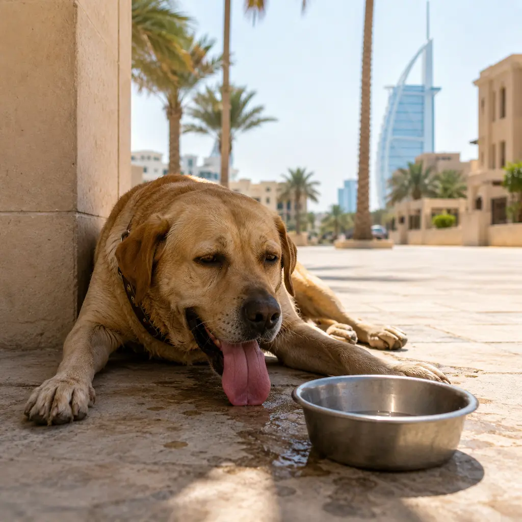 Signs of dehydration in dogs being checked during UAE heat