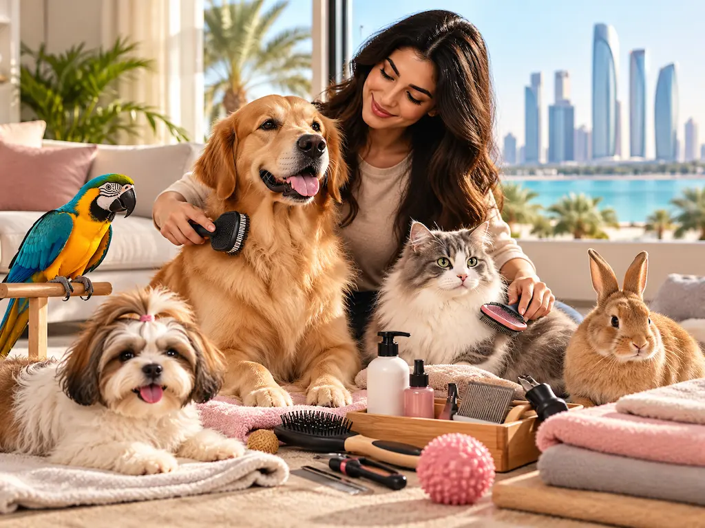 Multiple pet grooming routine in Abu Dhabi
